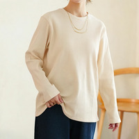 【ちょい温シリーズ】ラウンドネック リブ トップス 