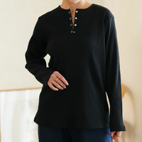 【ちょい温シリーズ】ヘンリーネック リブ トップス