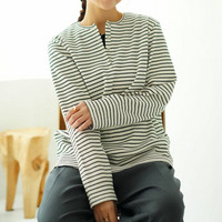 【ちょい温シリーズ】ヘンリーネック リブ トップス