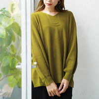 カラーで遊ぶ! 欲しかった理想の厚み 美人 畦編み 針抜き ゆるニット チュニック