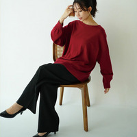 肌見えすぎない ボートネック と 首くるしくない タートル から選べる もっちり ニットトップス