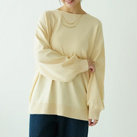 肌見えすぎない ボートネック と 首くるしくない タートル から選べる もっちり ニットトップス