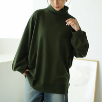 肌見えすぎない ボートネック と 首くるしくない タートル から選べる もっちり ニットトップス