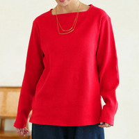 【ちょい温シリーズ】スクエアネック リブ トップス