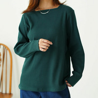 【ちょい温シリーズ】スクエアネック リブ トップス