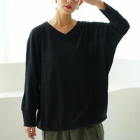 ゆるりとこなれる 体型カバーが得意な 華奢魅せ Vネック ドルマンニットソー トップス