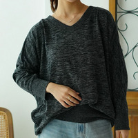 ゆるりとこなれる 体型カバーが得意な 華奢魅せ Vネック ドルマンニットソー トップス