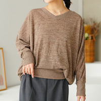 ゆるりとこなれる 体型カバーが得意な 華奢魅せ Vネック ドルマンニットソー トップス