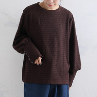 着るだけ華奢魅せ ふくれ ストレッチ ジャガードトップス