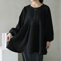 【ちょい温シリーズ】 美人に体型カバー ラウンドネック リブ チュニック