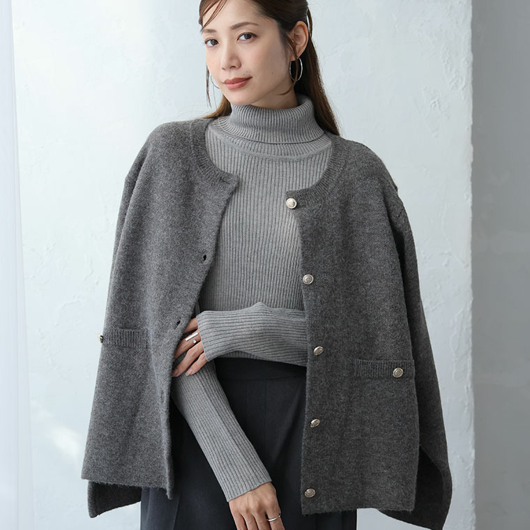 Rin 軽くて蒸れにくい ゴールドボタン ニット カーディガン3