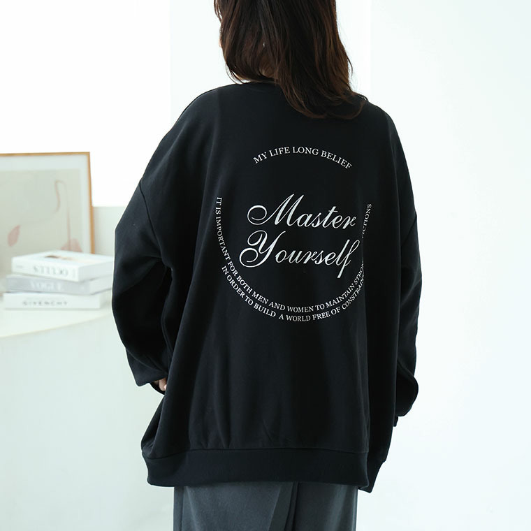 ハピぽか裏起毛 2デザインから選べる ロゴトレーナー 毛玉になりにくい1