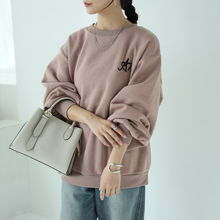 ハピぽか裏起毛 2デザインから選べる 刺繍トレーナー 毛玉になりにくい1