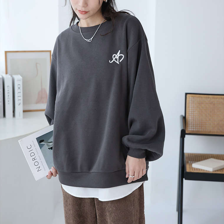 ハピぽか裏起毛 2デザインから選べる 刺繍トレーナー 毛玉になりにくい1