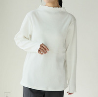 【ちょい温シリーズ】 首元苦しくない タートル リブ トップス