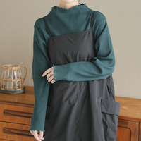 【ちょい温シリーズ】 首元苦しくない タートル リブ トップス