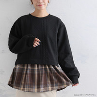 ふくれジャガード ドッキングブラウス