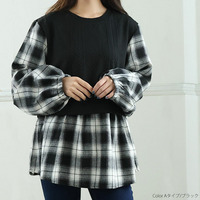 ふくれジャガード ドッキングブラウス