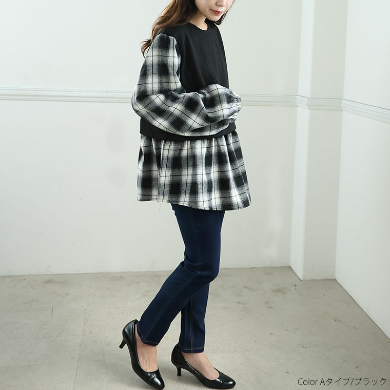 ふくれジャガード ドッキングブラウス14