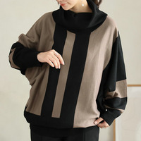 首元苦しくない！洗練こなれ感 大人の配色 小顔魅せ オフタートル ドルマンニット