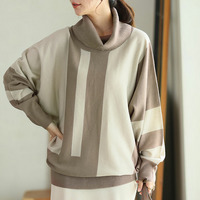 首元苦しくない！洗練こなれ感 大人の配色 小顔魅せ オフタートル ドルマンニット