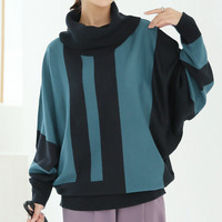 首元苦しくない！洗練こなれ感 大人の配色 小顔魅せ オフタートル ドルマンニット