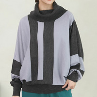 首元苦しくない！洗練こなれ感 大人の配色 小顔魅せ オフタートル ドルマンニット