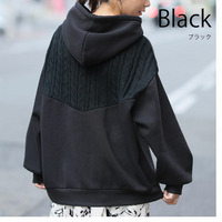 ニット ドッキング 裏起毛 パーカー あったか