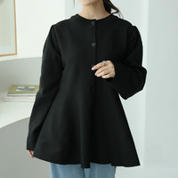 嬉しい！体型カバーと細魅せ叶える！ 着痩せ美人な ペプラム ニット カーデ チュニック