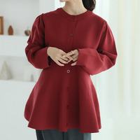 嬉しい！体型カバーと細魅せ叶える！ 着痩せ美人な ペプラム ニット カーデ チュニック