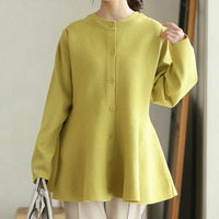 嬉しい！体型カバーと細魅せ叶える！ 着痩せ美人な ペプラム ニット カーデ チュニック