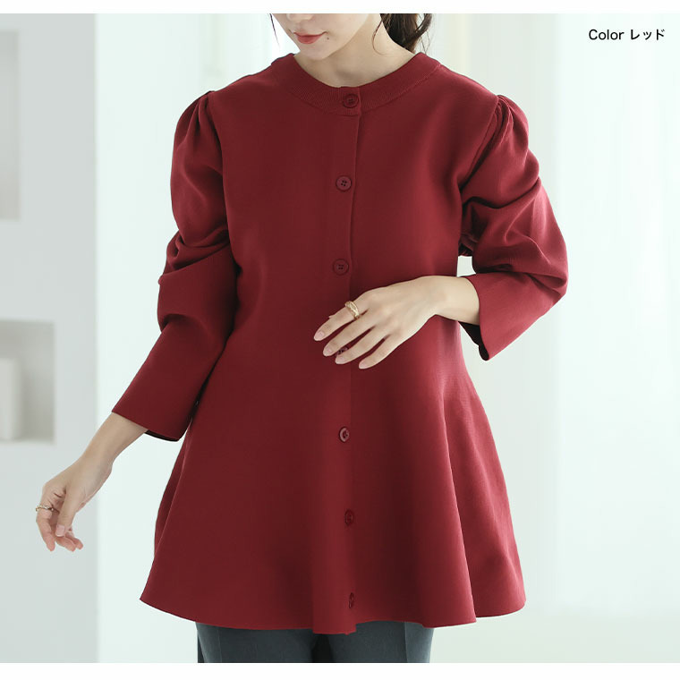 嬉しい!体型カバーと細魅せ叶える! 着痩せ美人な ペプラム ニット カーデ チュニック19