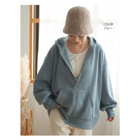 ハピぽか 裏起毛 ゆったり ジップパーカー・毛玉になりにくい