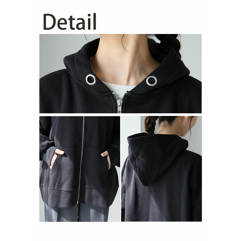 ハピぽか 裏起毛 ゆったり ジップパーカー・毛玉になりにくい16