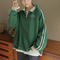 ハピぽか 裏起毛 ライン使い ハーフZIPスウェット・毛玉になりにくい