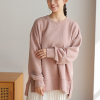 ハピぽか 裏起毛 サイド 深スリット トレーナー・毛玉になりにくい