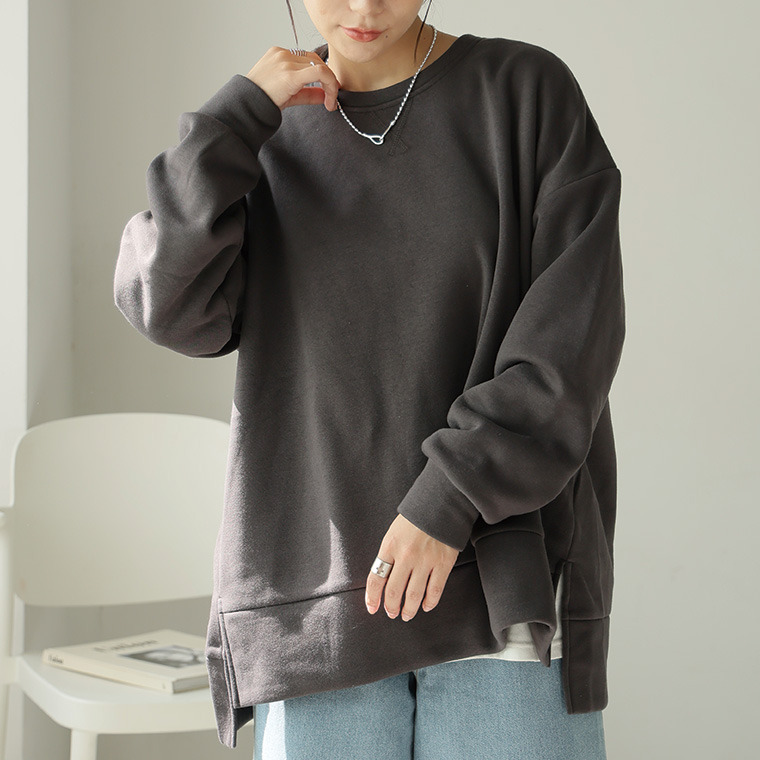 ハピぽか 裏起毛 サイド 深スリット トレーナー・毛玉になりにくい1