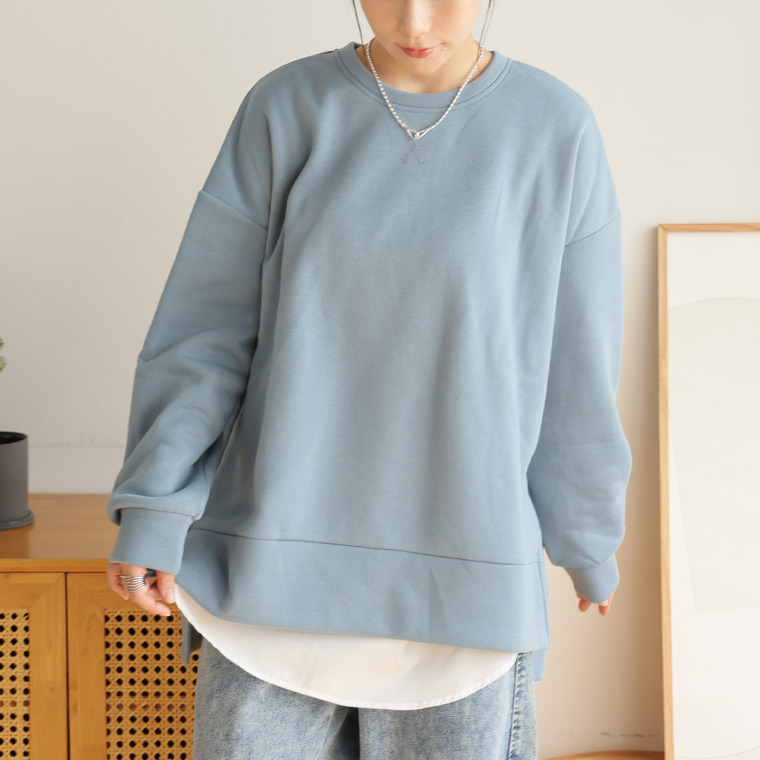 ハピぽか 裏起毛 サイド 深スリット トレーナー・毛玉になりにくい1