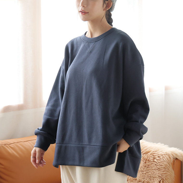 ハピぽか 裏起毛 サイド 深スリット トレーナー・毛玉になりにくい1