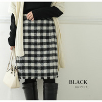 シャギー チェック ツイードスカート