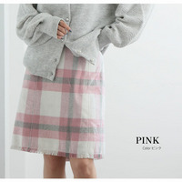 シャギー チェック ツイードスカート