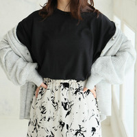 暑がりサンの為の「あったかく見せる。」 Uネック ミルリブ トップス