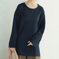 暑がりサンの為の「あったかく見せる。」 Uネック ミルリブ トップス