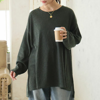 暑がりサンの為の「あったかく見せる。」 Uネック ミルリブ トップス