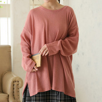 暑がりサンの為の「あったかく見せる。」 Uネック ミルリブ トップス