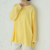 暑がりサンの為の「あったかく見せる。」 Uネック ミルリブ トップス