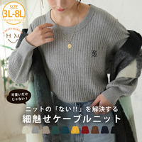 ない！ を解決！ 刺繍入り 細魅せ ケーブル もっちり ニット
