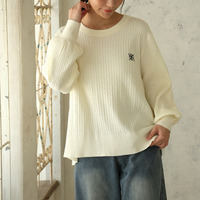 ない！ を解決！ 刺繍入り 細魅せ ケーブル もっちり ニット