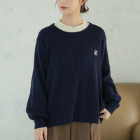 ない！ を解決！ 刺繍入り 細魅せ ケーブル もっちり ニット