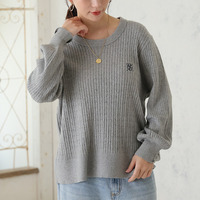 ない！ を解決！ 刺繍入り 細魅せ ケーブル もっちり ニット